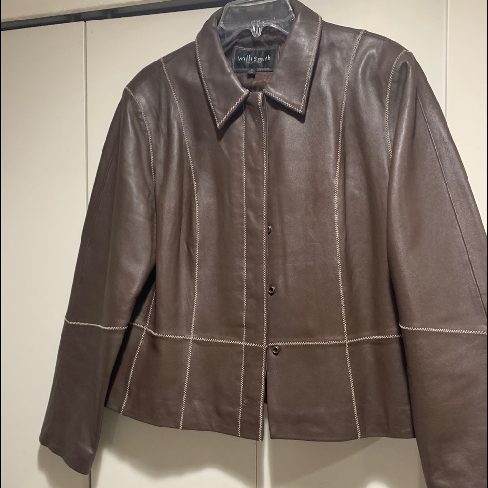 Brown light weight leather with light stitching
